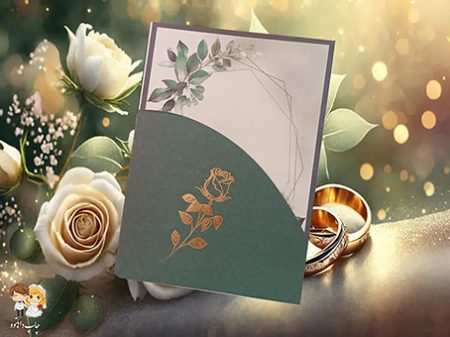 کارت عروسی 390 گل رز سبز